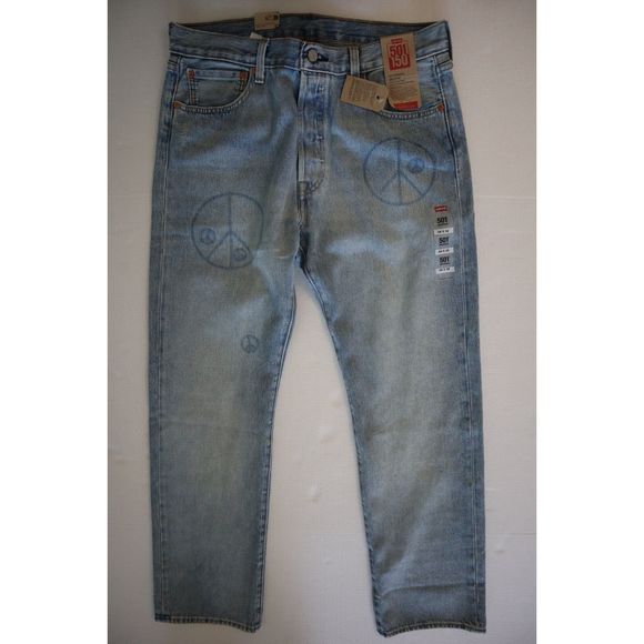 Levi’s 501 Men Sz 34x32 Blue When In Rome Originals Straight-Leg Denim Jeans - Picture 1 of 11